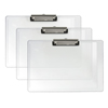 Clipboard Letter Side Landscape Plastic Clear Crystal 3 Pack
